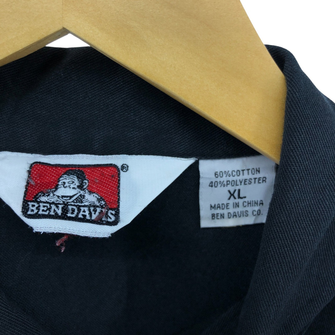 90'S Ben Davis Half-Zip Short-Sleeve Work Shirt Box Shirt Men's XL Vintage cotton black type Vintage Second Hand