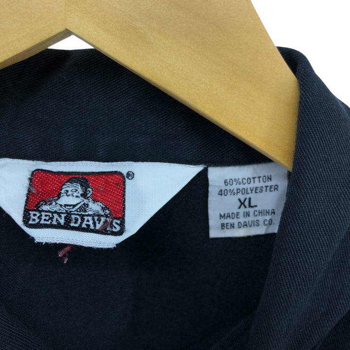 90'S Ben Davis Half-Zip Short-Sleeve Work Shirt Box Shirt Men's XL Vintage cotton black type Vintage Second Hand