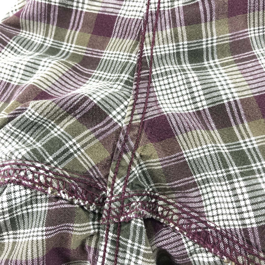 Carhartt Check Pattern Button-down Short Sleeve Work Shirt, Men's XL unclear burgundy type Vintage Second Hand