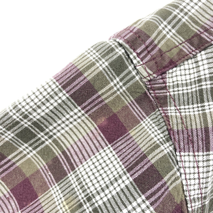 Carhartt Check Pattern Button-down Short Sleeve Work Shirt, Men's XL unclear burgundy type Vintage Second Hand