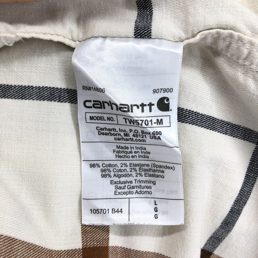 Carhartt Relaxed Fit Rugged Flex Check Pattern Short Sleeve Work Shirt, Men's Size L cotton unbleached Vintage Second Hand