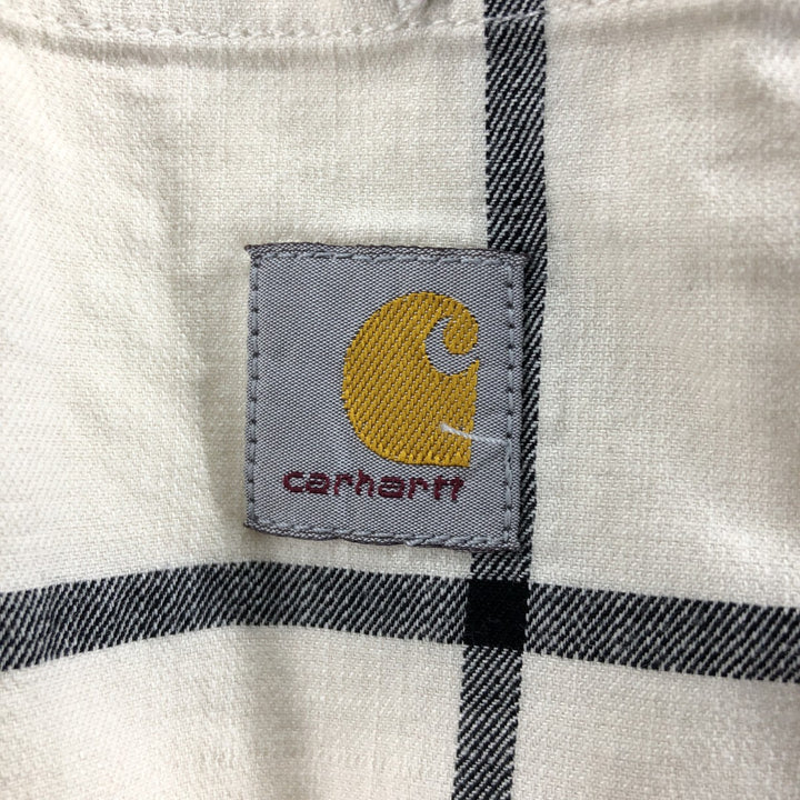 Carhartt Relaxed Fit Rugged Flex Check Pattern Short Sleeve Work Shirt, Men's Size L cotton unbleached Vintage Second Hand