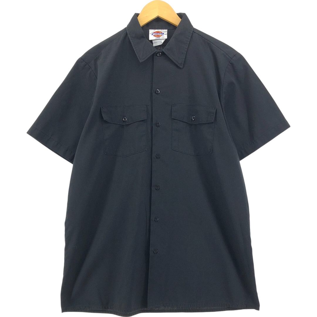 Dickies Short Sleeve Work Shirt Box Shirt Men's L Size polyester black type Vintage Second Hand