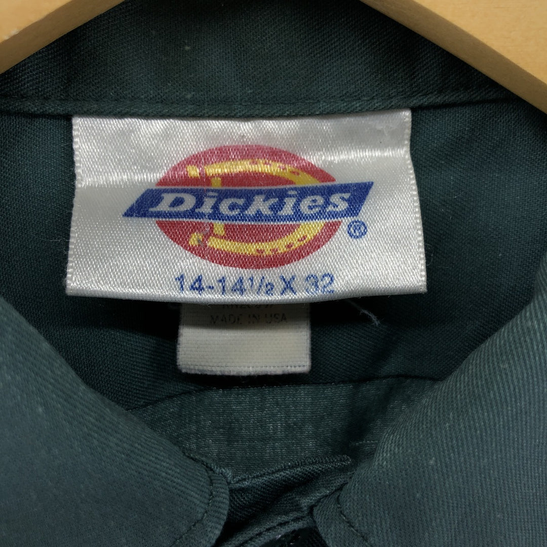 80s-90'S Dickies Long Sleeve Work Shirt Box Shirt Made in USA Men's S Size polyester green type Vintage Second Hand
