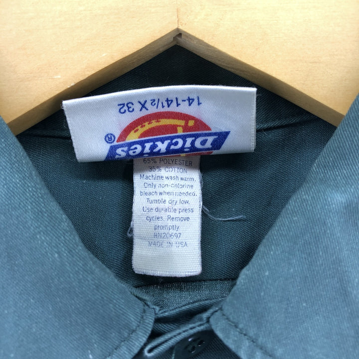 80s-90'S Dickies Long Sleeve Work Shirt Box Shirt Made in USA Men's S Size polyester green type Vintage Second Hand