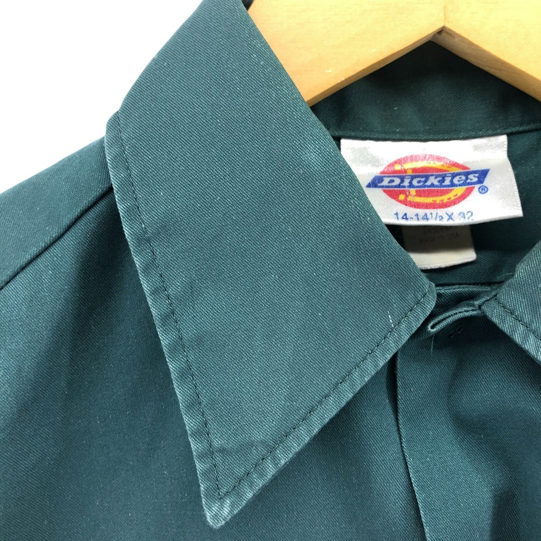 80s-90'S Dickies Long Sleeve Work Shirt Box Shirt Made in USA Men's S Size polyester green type Vintage Second Hand