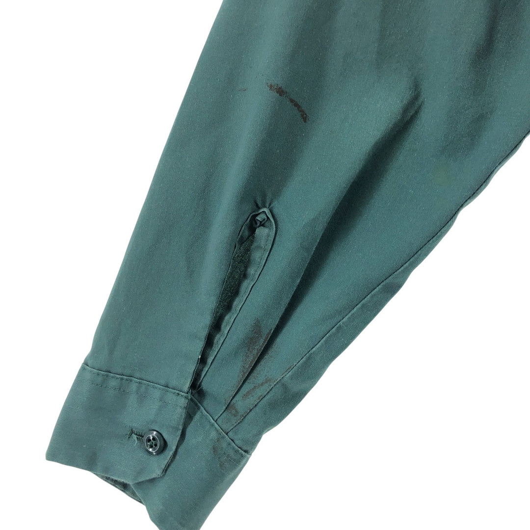 80s-90'S Dickies Long Sleeve Work Shirt Box Shirt Made in USA Men's S Size polyester green type Vintage Second Hand