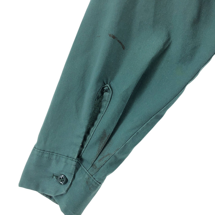 80s-90'S Dickies Long Sleeve Work Shirt Box Shirt Made in USA Men's S Size polyester green type Vintage Second Hand