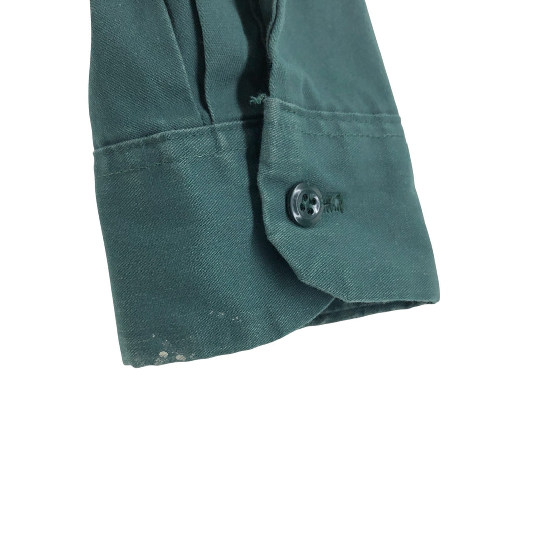 80s-90'S Dickies Long Sleeve Work Shirt Box Shirt Made in USA Men's S Size polyester green type Vintage Second Hand