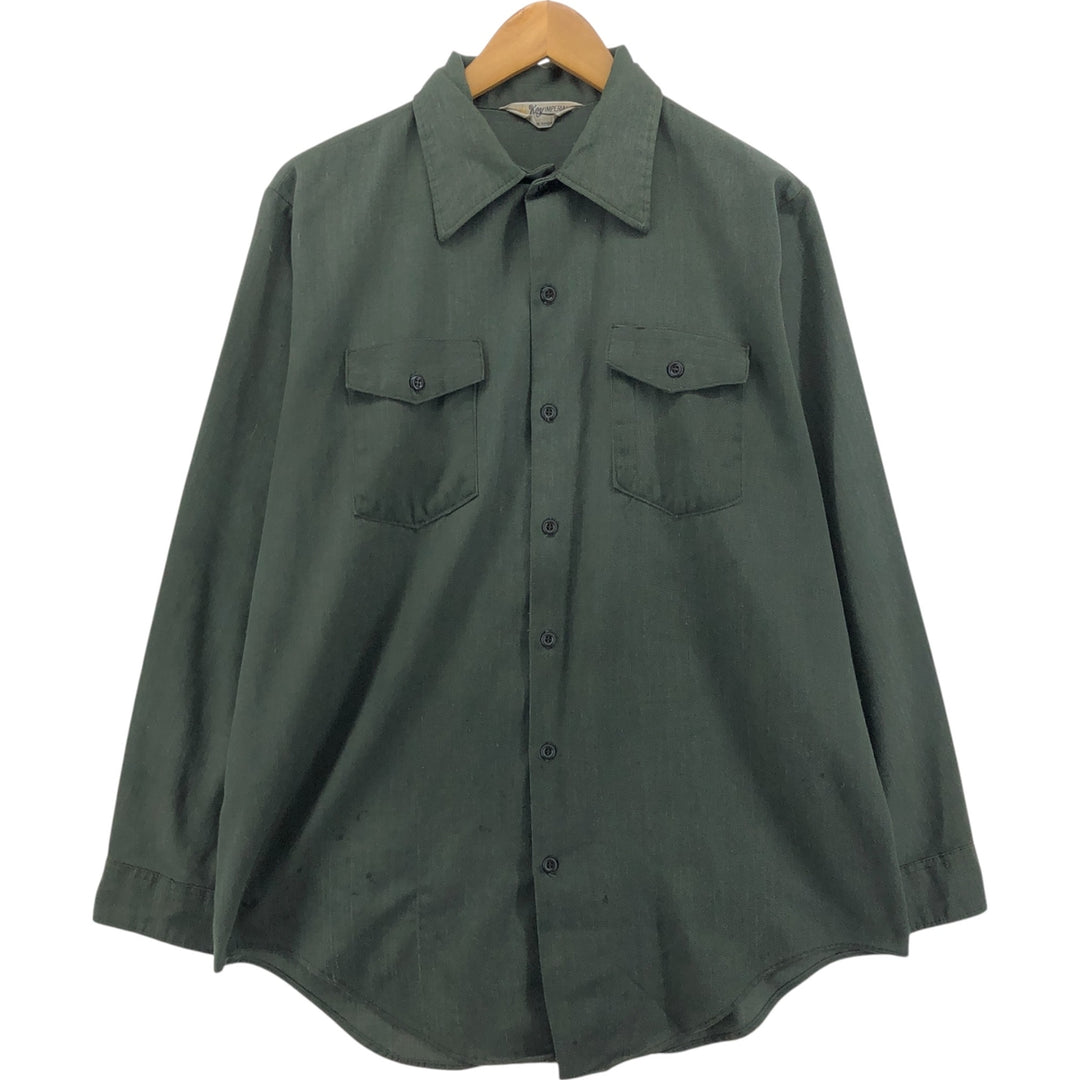 70'S Key Imperial Long Sleeve Work Shirt, Men's Size L unclear Khaki type sage green Vintage Second Hand