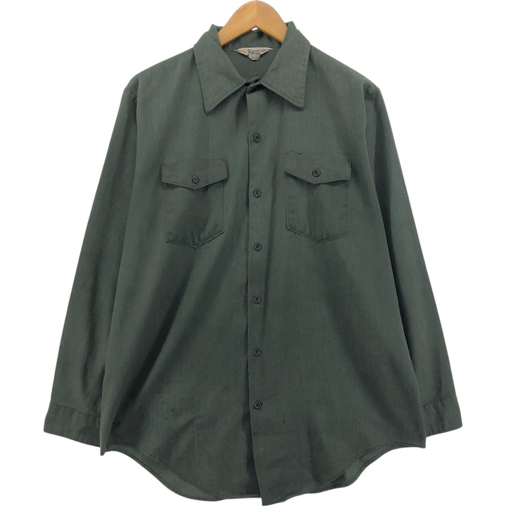 70'S Key Imperial Long Sleeve Work Shirt, Men's Size L unclear Khaki type sage green Vintage Second Hand