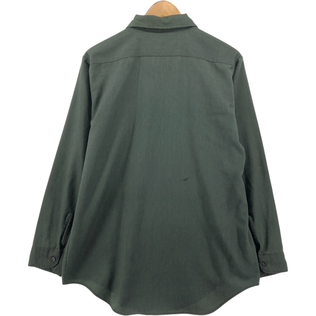 70'S Key Imperial Long Sleeve Work Shirt, Men's Size L unclear Khaki type sage green Vintage Second Hand