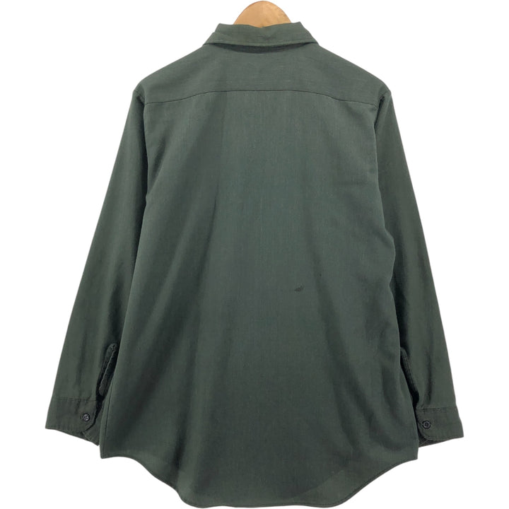 70'S Key Imperial Long Sleeve Work Shirt, Men's Size L unclear Khaki type sage green Vintage Second Hand