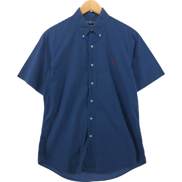 Ralph Lauren CUSTOM FIT short sleeve button down shirt, men's size M cotton navy blue type Vintage Second Hand