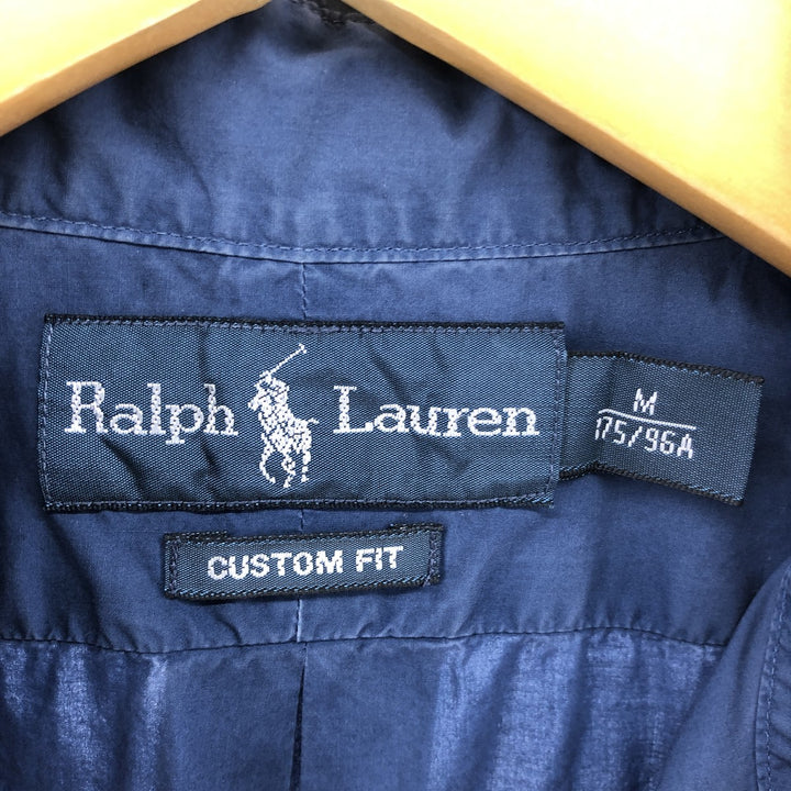 Ralph Lauren CUSTOM FIT short sleeve button down shirt, men's size M cotton navy blue type Vintage Second Hand