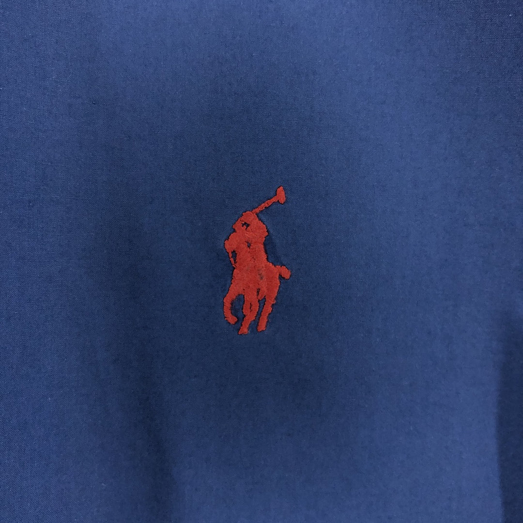 Ralph Lauren CUSTOM FIT short sleeve button down shirt, men's size M cotton navy blue type Vintage Second Hand