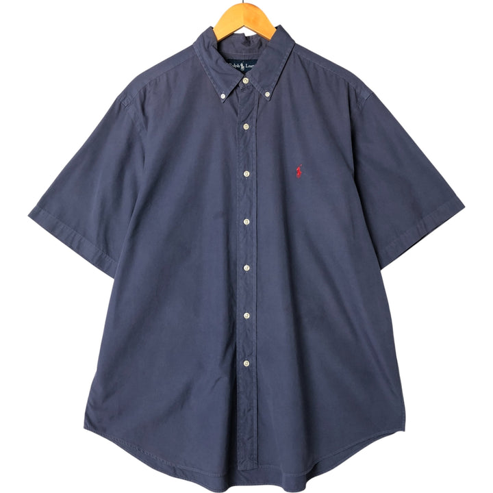 Ralph Lauren Classic Fit short sleeve button down shirt, men's size XL cotton purple type Vintage Second Hand