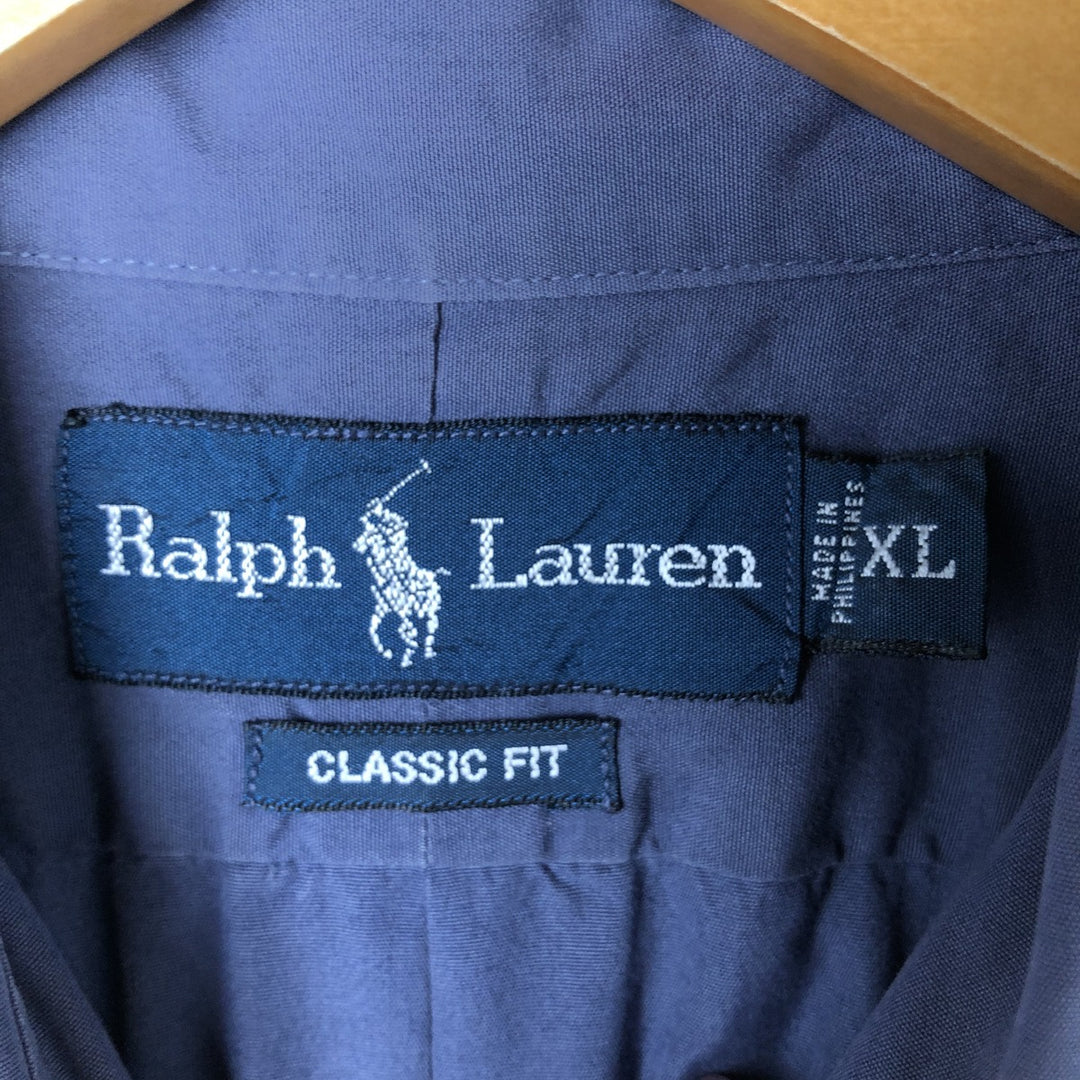Ralph Lauren Classic Fit short sleeve button down shirt, men's size XL cotton purple type Vintage Second Hand