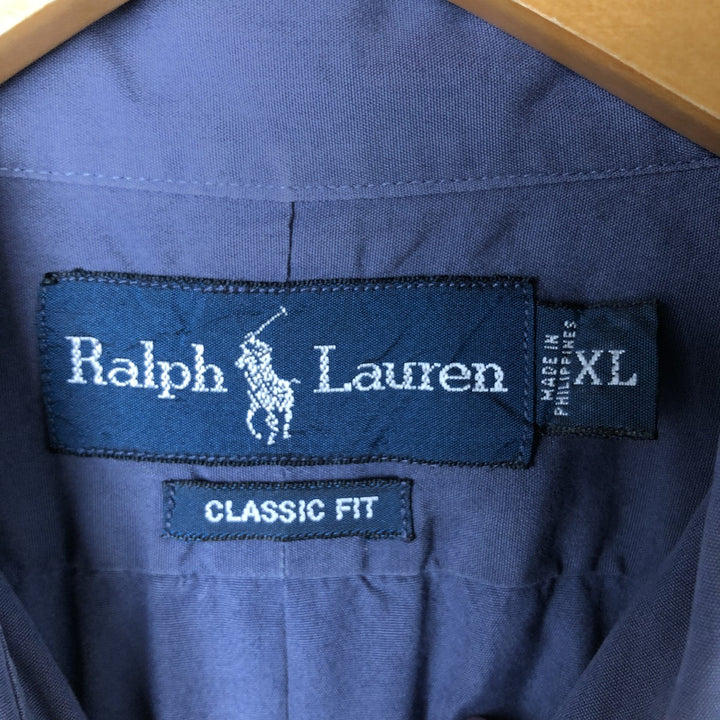 Ralph Lauren Classic Fit short sleeve button down shirt, men's size XL cotton purple type Vintage Second Hand