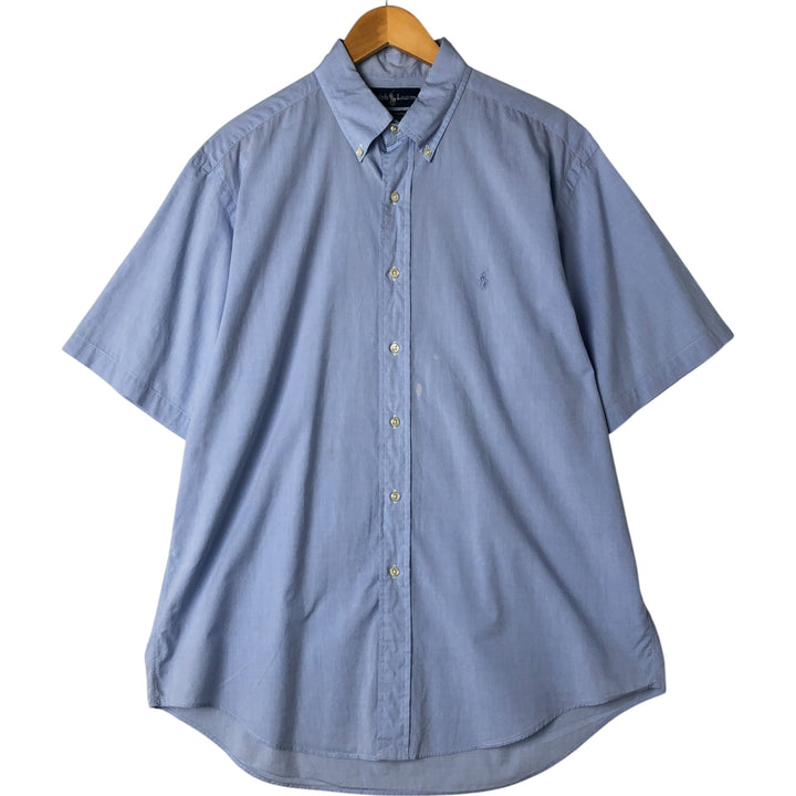 Ralph Lauren YARMOUTH short sleeve button down shirt, men's size L cotton blue type Vintage Second Hand