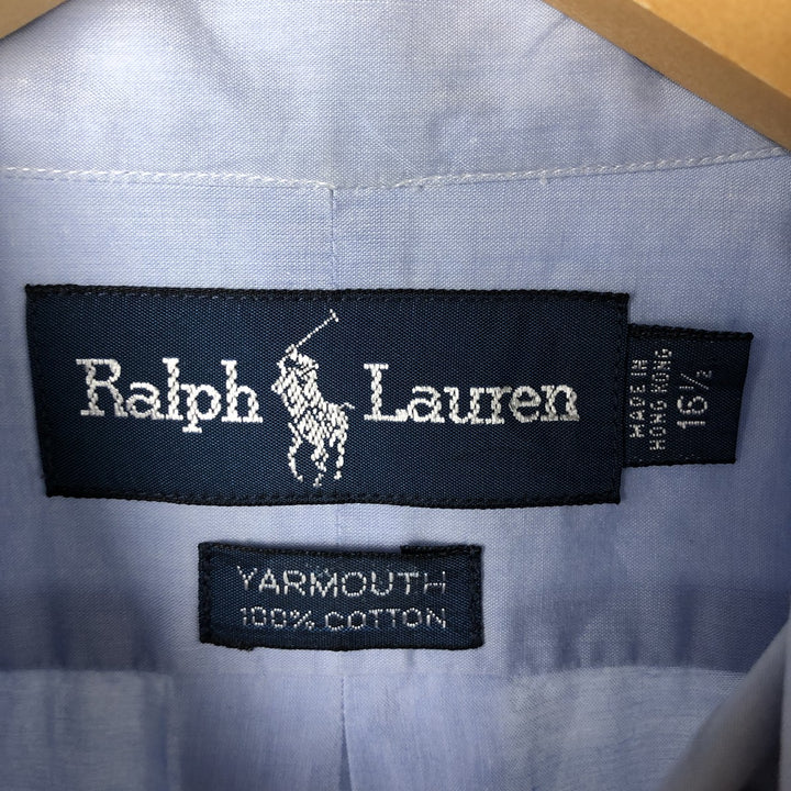 Ralph Lauren YARMOUTH short sleeve button down shirt, men's size L cotton blue type Vintage Second Hand