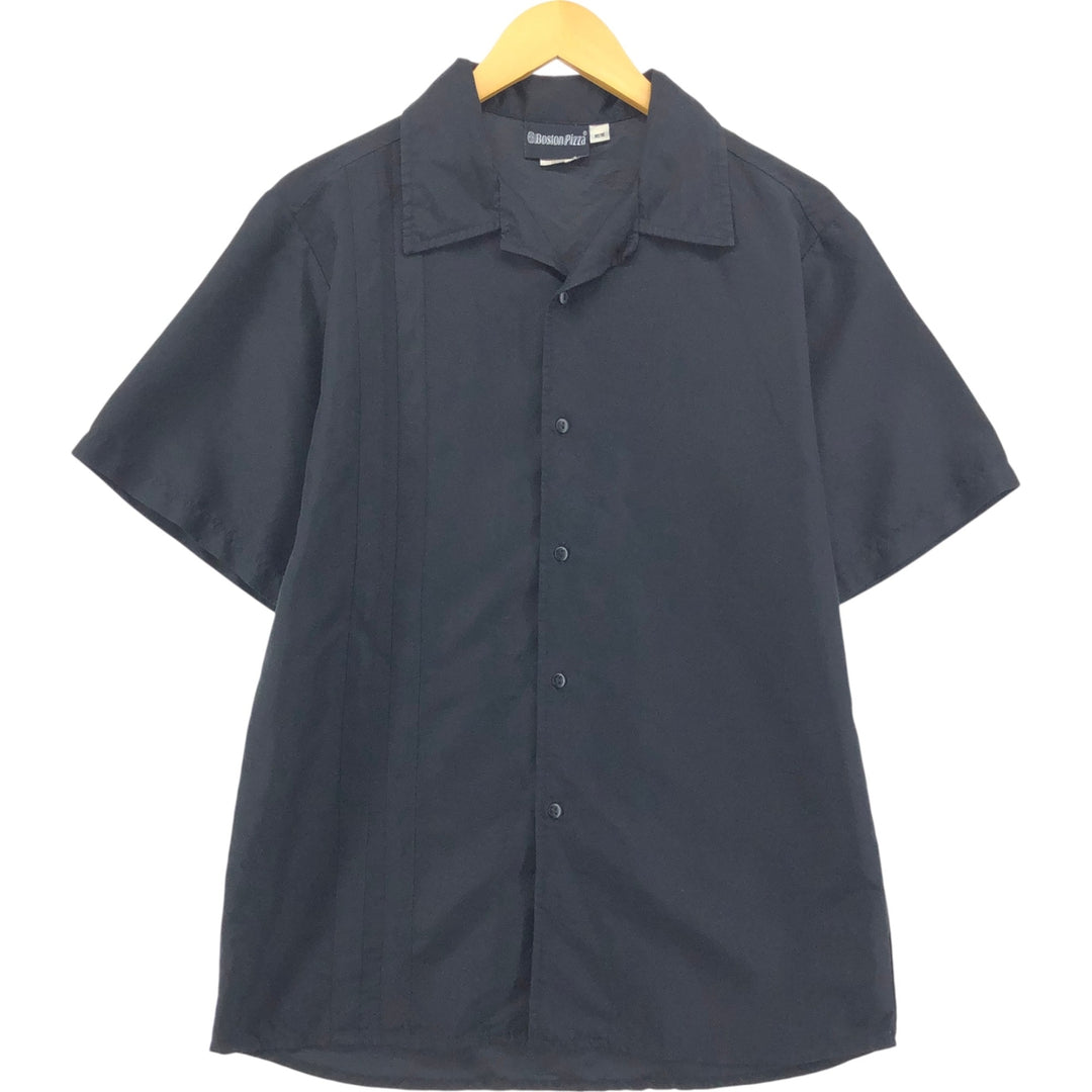Boston Pizza Short Sleeve Open Collar Poly Shirt Box Shirt Men's M Size polyester black type Vintage Second Hand