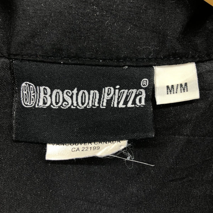 Boston Pizza Short Sleeve Open Collar Poly Shirt Box Shirt Men's M Size polyester black type Vintage Second Hand