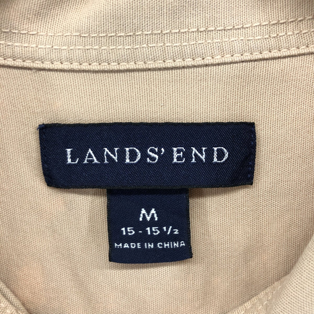 00'S LANDS' END Short Sleeve Open Collar Cotton Shirt Men's M cotton Beige type Vintage Second Hand