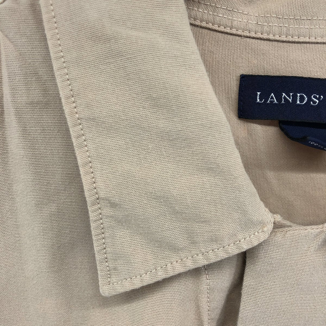 00'S LANDS' END Short Sleeve Open Collar Cotton Shirt Men's M cotton Beige type Vintage Second Hand
