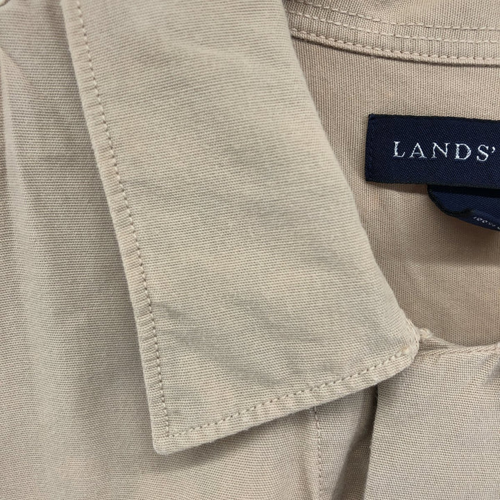 00'S LANDS' END Short Sleeve Open Collar Cotton Shirt Men's M cotton Beige type Vintage Second Hand