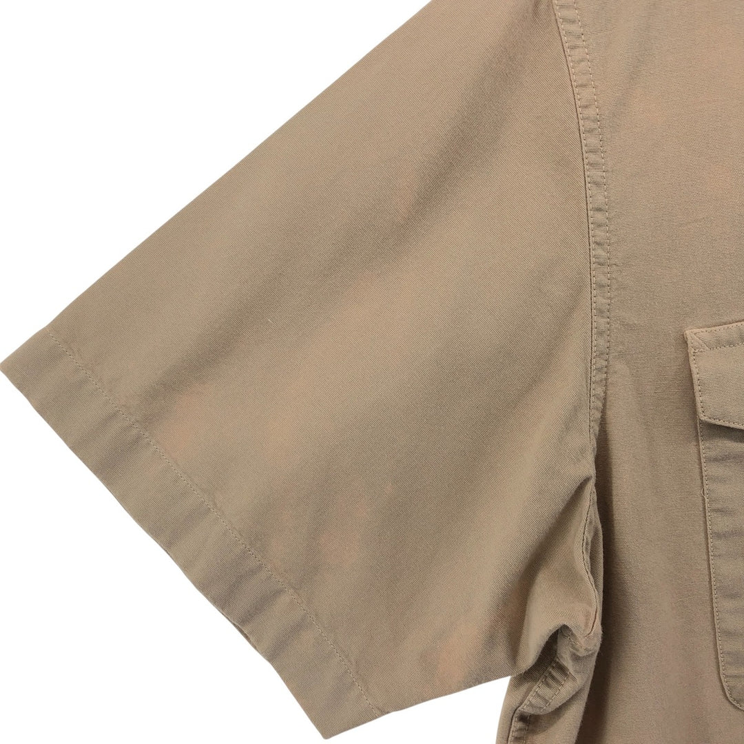 00'S LANDS' END Short Sleeve Open Collar Cotton Shirt Men's M cotton Beige type Vintage Second Hand