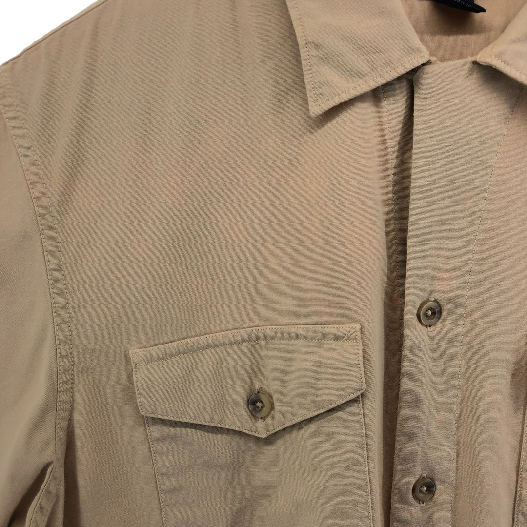 00'S LANDS' END Short Sleeve Open Collar Cotton Shirt Men's M cotton Beige type Vintage Second Hand