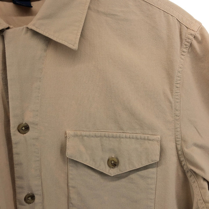 00'S LANDS' END Short Sleeve Open Collar Cotton Shirt Men's M cotton Beige type Vintage Second Hand