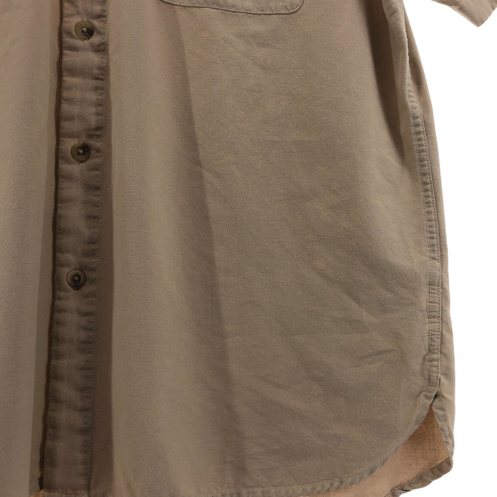 00'S LANDS' END Short Sleeve Open Collar Cotton Shirt Men's M cotton Beige type Vintage Second Hand