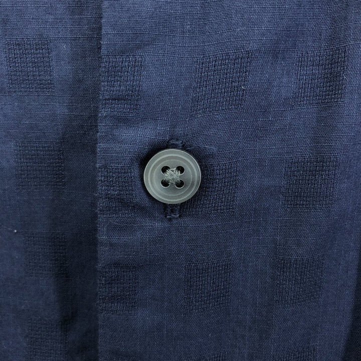 Michael Kors MICHAEL KORS SLIM FIT short sleeve open collar cotton shirt, men's size L cotton navy blue type Vintage Second Hand