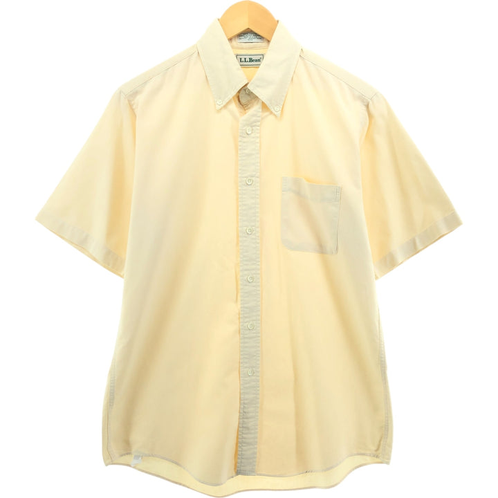 80s-90'S LLBean short sleeve button down shirt, made in USA, men's size M, vintage cotton Beige type Vintage Second Hand