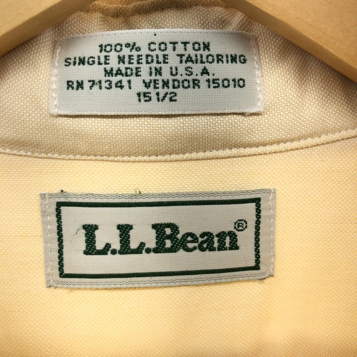 80s-90'S LLBean short sleeve button down shirt, made in USA, men's size M, vintage cotton Beige type Vintage Second Hand