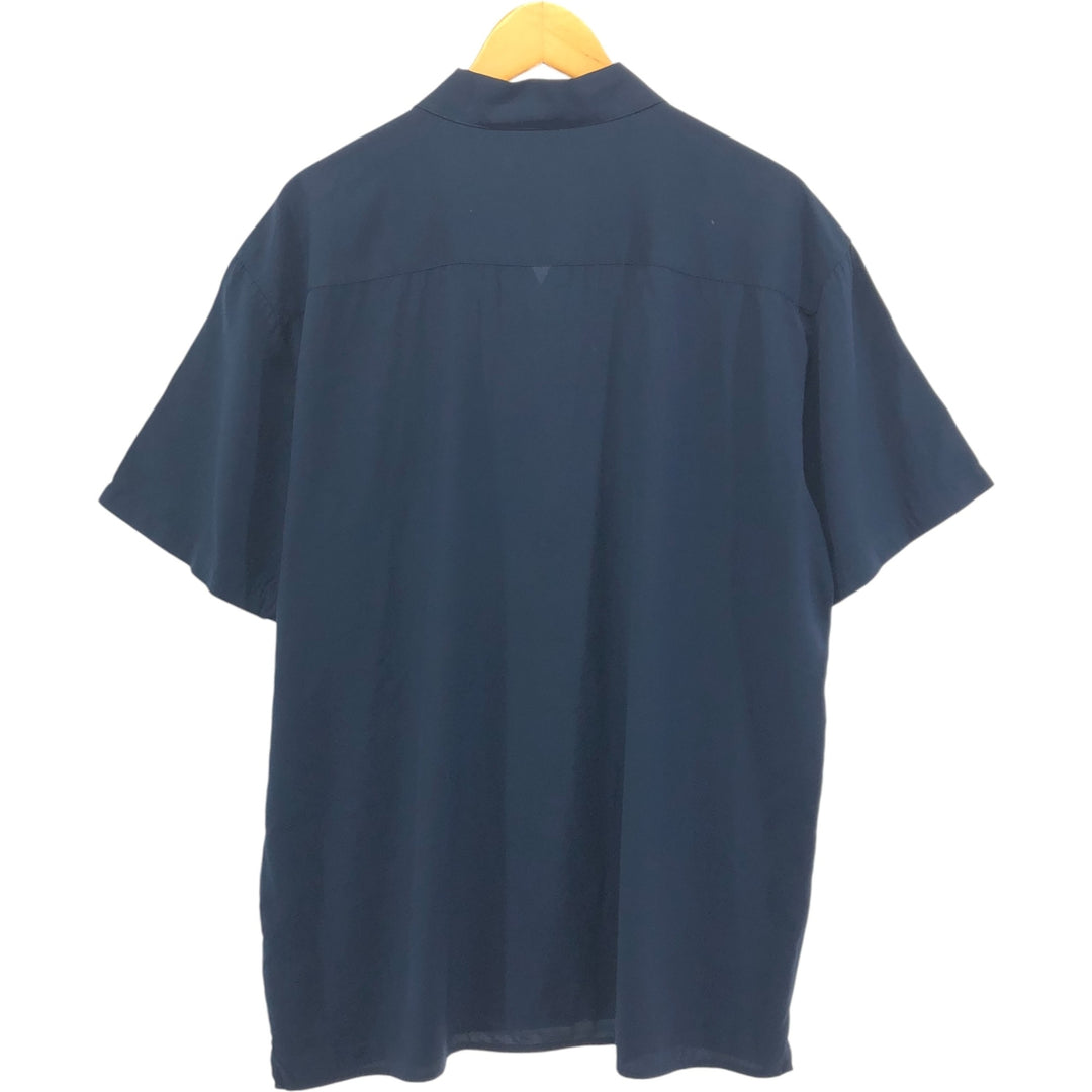 CASUAL CLUB Short Sleeve Open Collar Viscose Shirt Box Shirt Men's XL Viscose navy blue type Vintage Second Hand