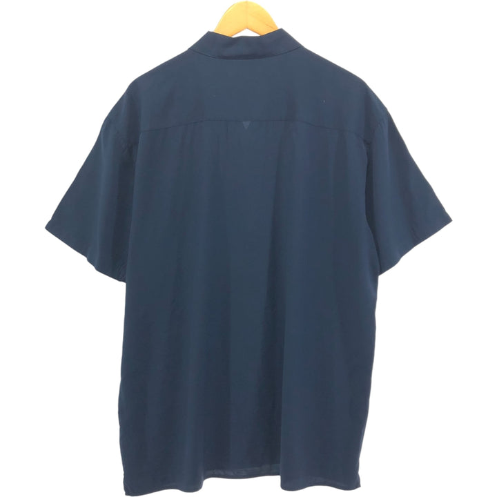 CASUAL CLUB Short Sleeve Open Collar Viscose Shirt Box Shirt Men's XL Viscose navy blue type Vintage Second Hand
