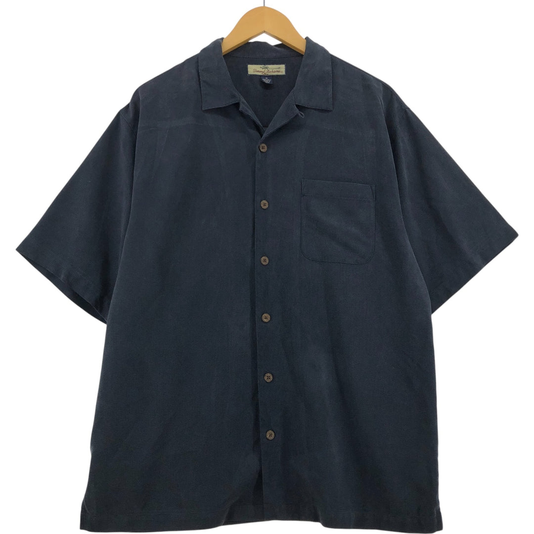 Tommy Bahama short sleeve open collar silk shirt, box shirt, men's size L silk black type Vintage Second Hand