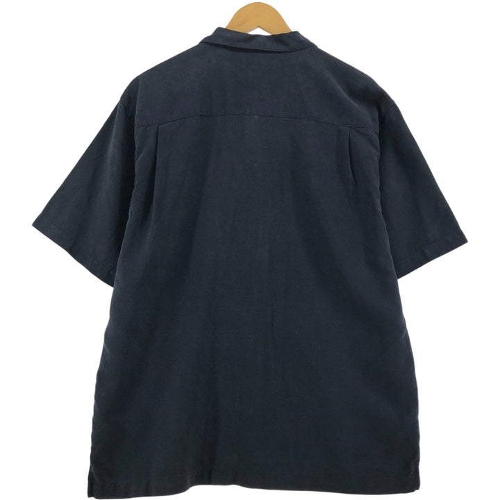 Tommy Bahama short sleeve open collar silk shirt, box shirt, men's size L silk black type Vintage Second Hand