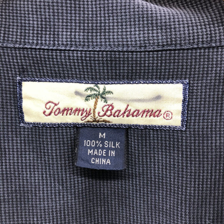 Tommy Bahama short sleeve open collar silk shirt, box shirt, men's size L silk black type Vintage Second Hand