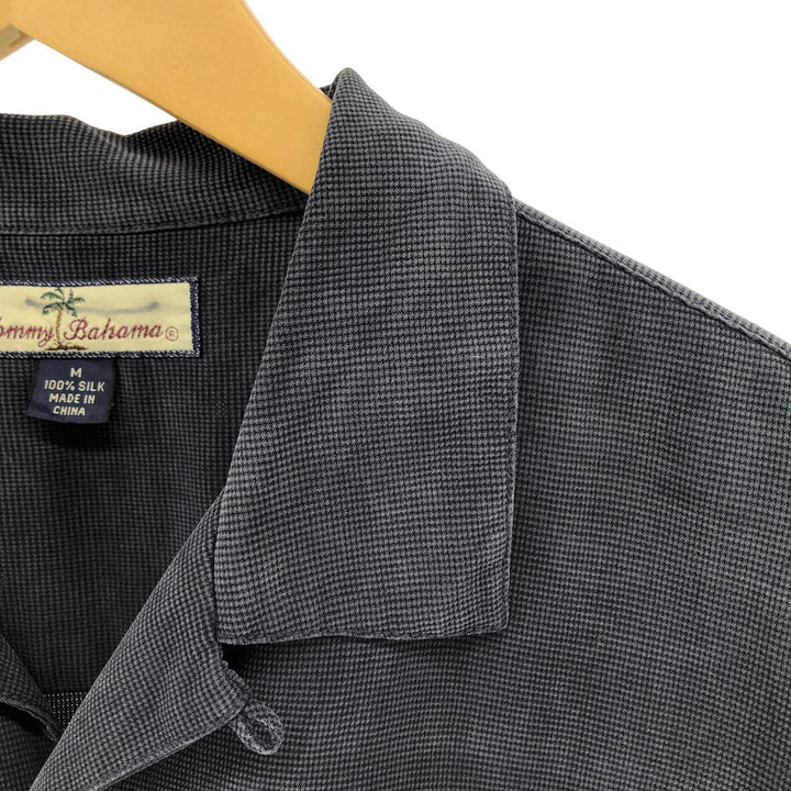 Tommy Bahama short sleeve open collar silk shirt, box shirt, men's size L silk black type Vintage Second Hand