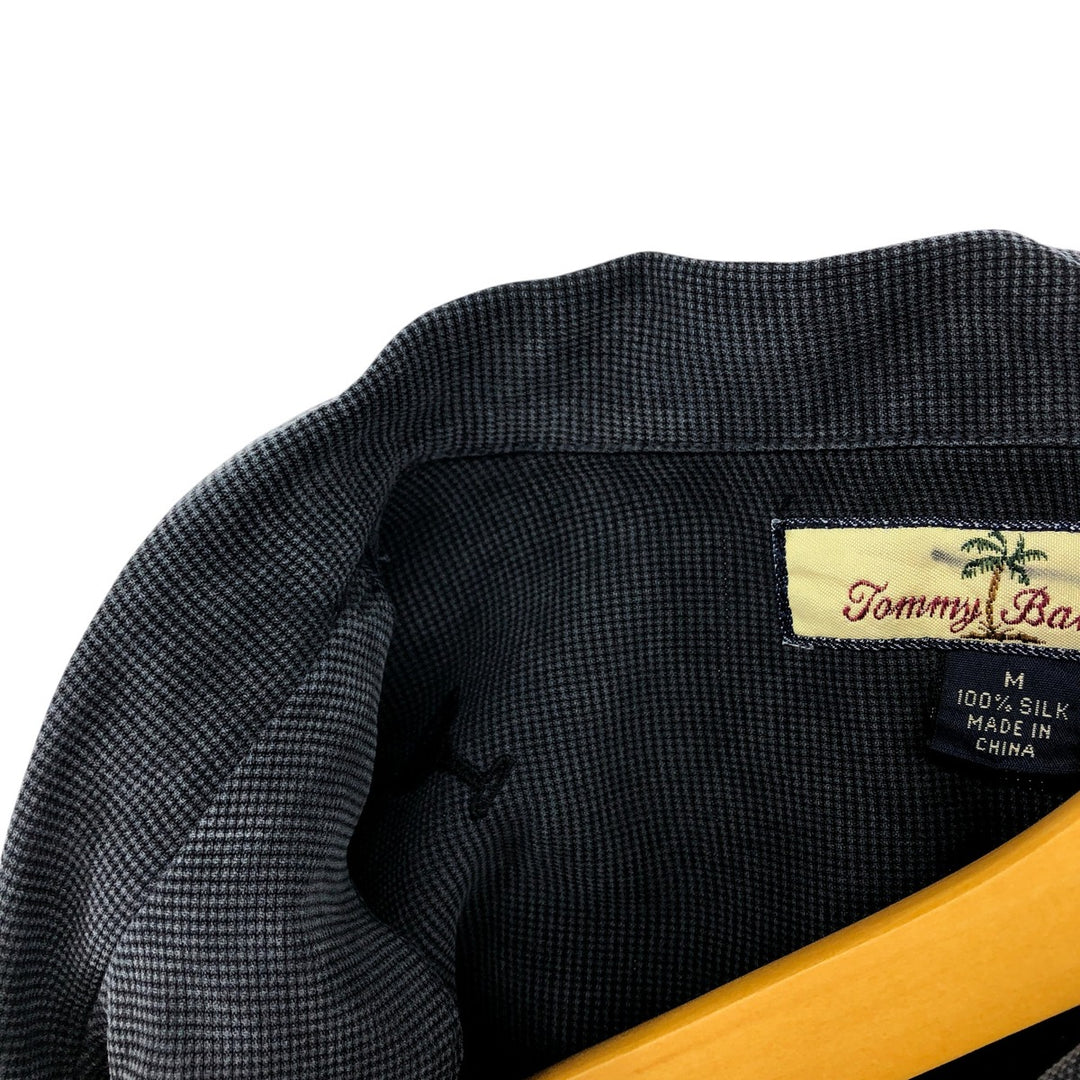 Tommy Bahama short sleeve open collar silk shirt, box shirt, men's size L silk black type Vintage Second Hand