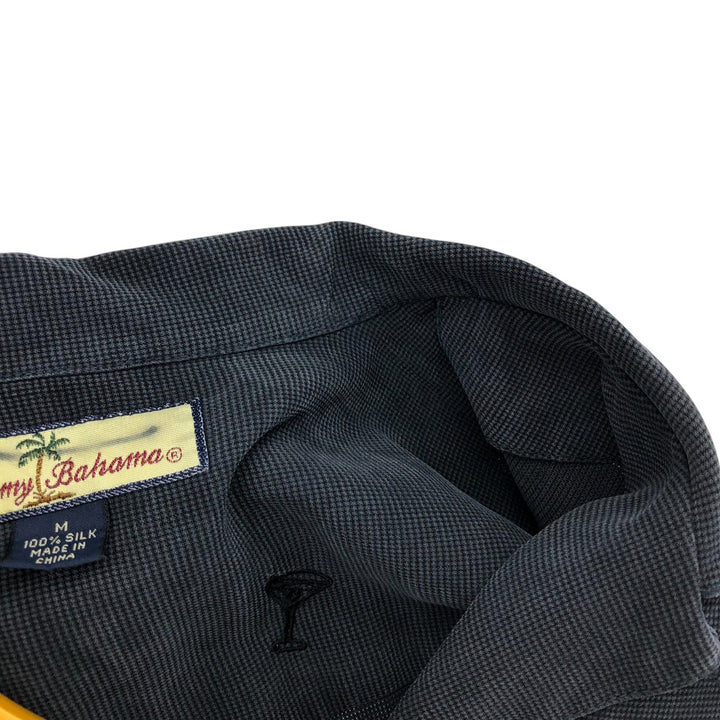 Tommy Bahama short sleeve open collar silk shirt, box shirt, men's size L silk black type Vintage Second Hand