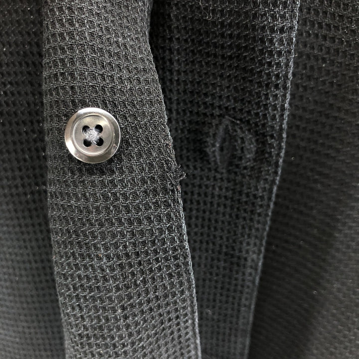 Perry Ellis PERRY ELLIS Short Sleeve Open Collar Silk Shirt Box Shirt Men's L Size silk black type Vintage Second Hand
