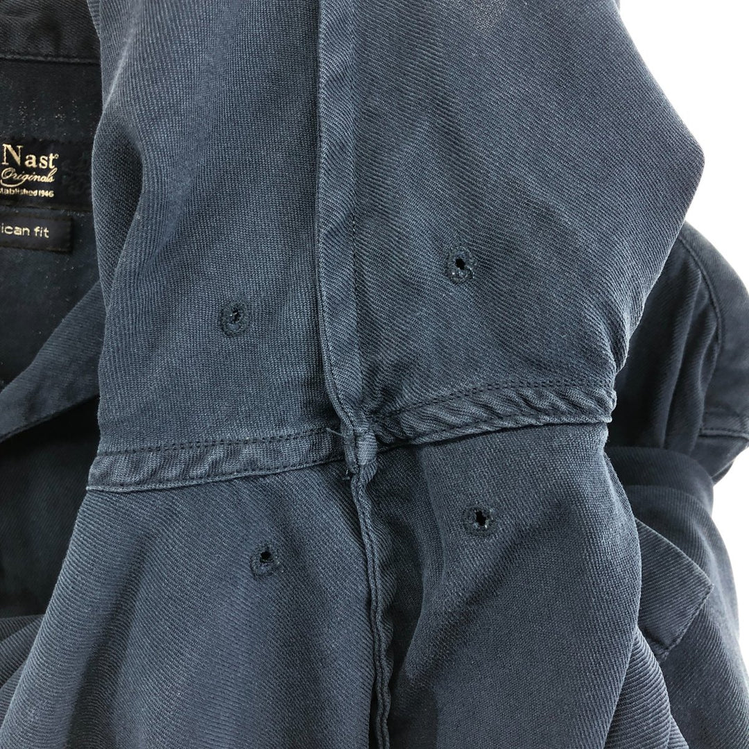 Nat Nast American fit short sleeve open collar silk shirt box shirt men's XL equivalent silk Navy blue Vintage Second Hand