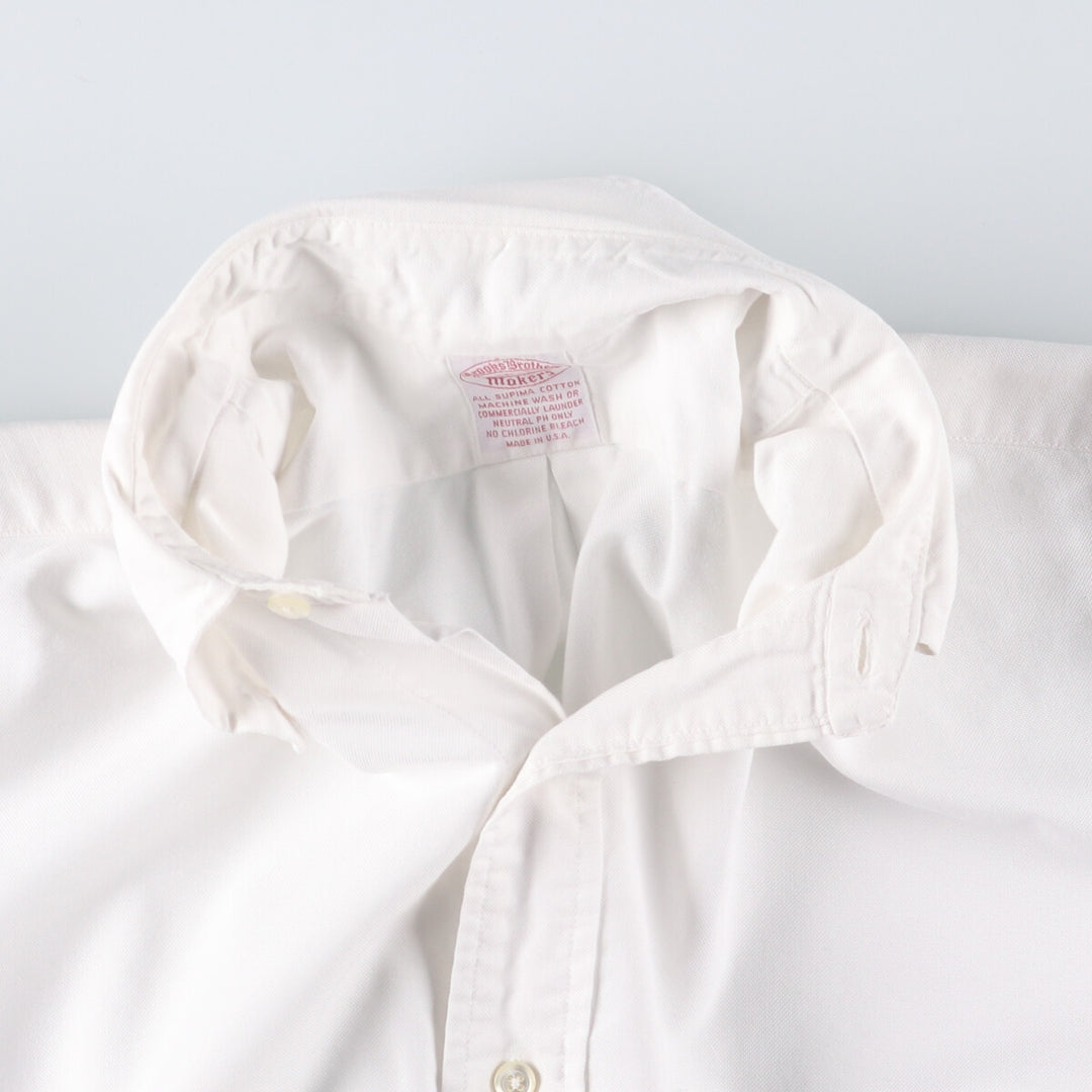 80s-90'S Brooks Brothers MAKERS Short Sleeve Button Down Shirt Made in USA Men's M cotton white type Vintage Second Hand