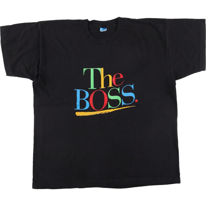 90'S THE BOSS PEACOCK PAPERS Printed T-shirt Made in USA Men's XL Vintage cotton black type Vintage Second Hand