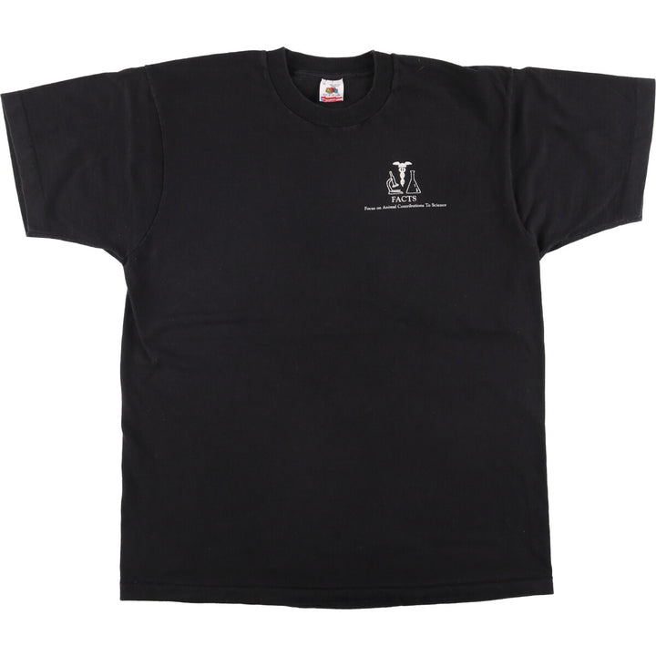 90'S Fruit of the Loom Message Print T-Shirt Made in USA Men's XL Vintage cotton black type Vintage Second Hand